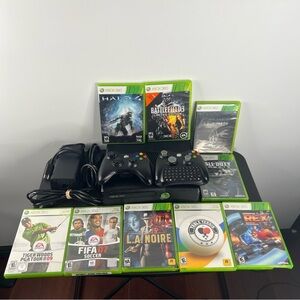 Microsoft Xbox 360 S 4GB Console System Bundle Lot With 9 Games Tested & Working